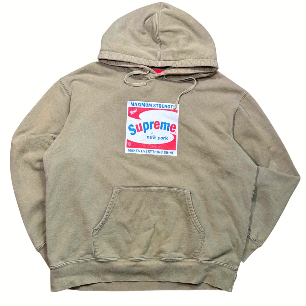 Supreme Shine Hooded Sweatshirt Olive Green Maximum Strength Graphic Hoodie Mens